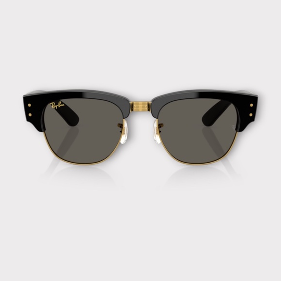 RayBan RB0316S  Mega Clubmaster Sunglasses, Black on Gold Frame - Picture 1 of 6